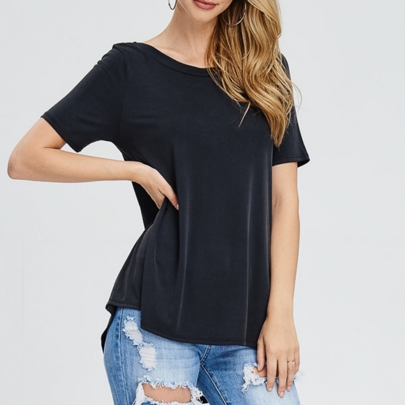 Crossed Back Top in BLACK 08017 - Picture 4 of 4